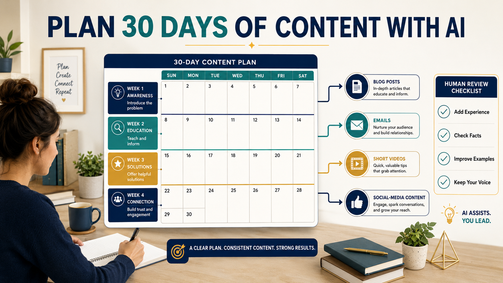 How to Create a 30-Day AI Content Plan Without Losing Your Voice
