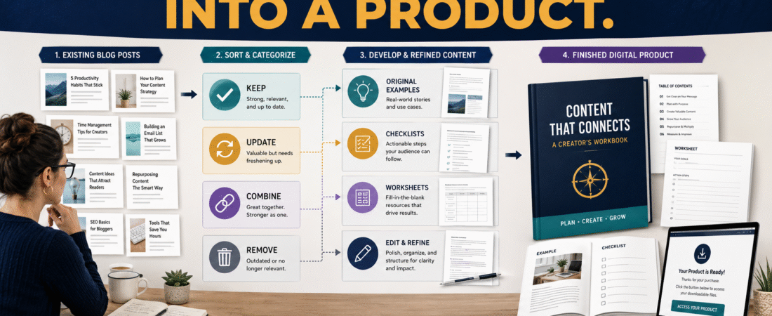 How to Turn Blog Posts Into a Digital Product Without Simply Repackaging Free Content