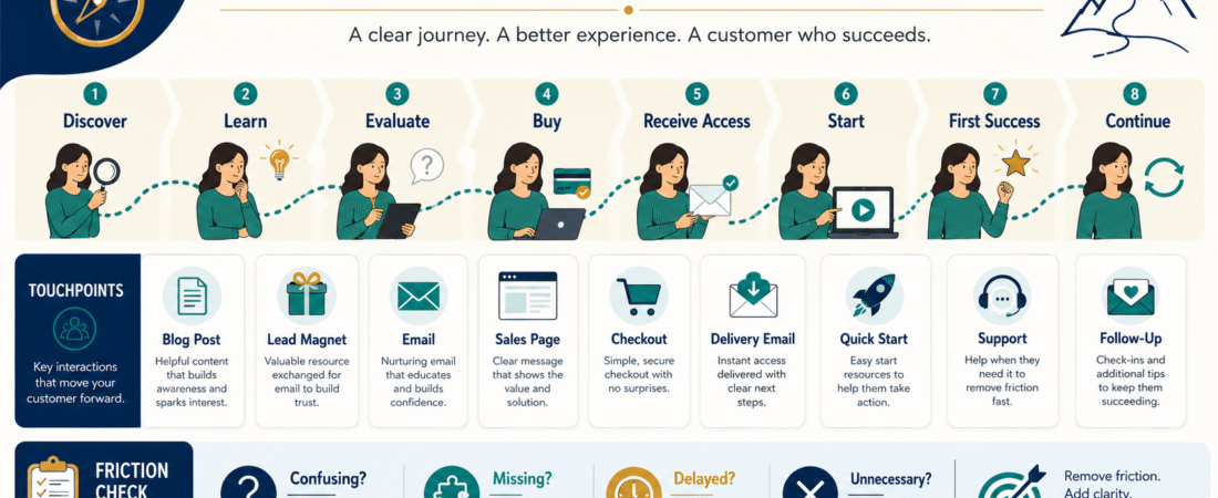 How to Create a Simple Digital Product Customer Journey Map From First Click to First Success