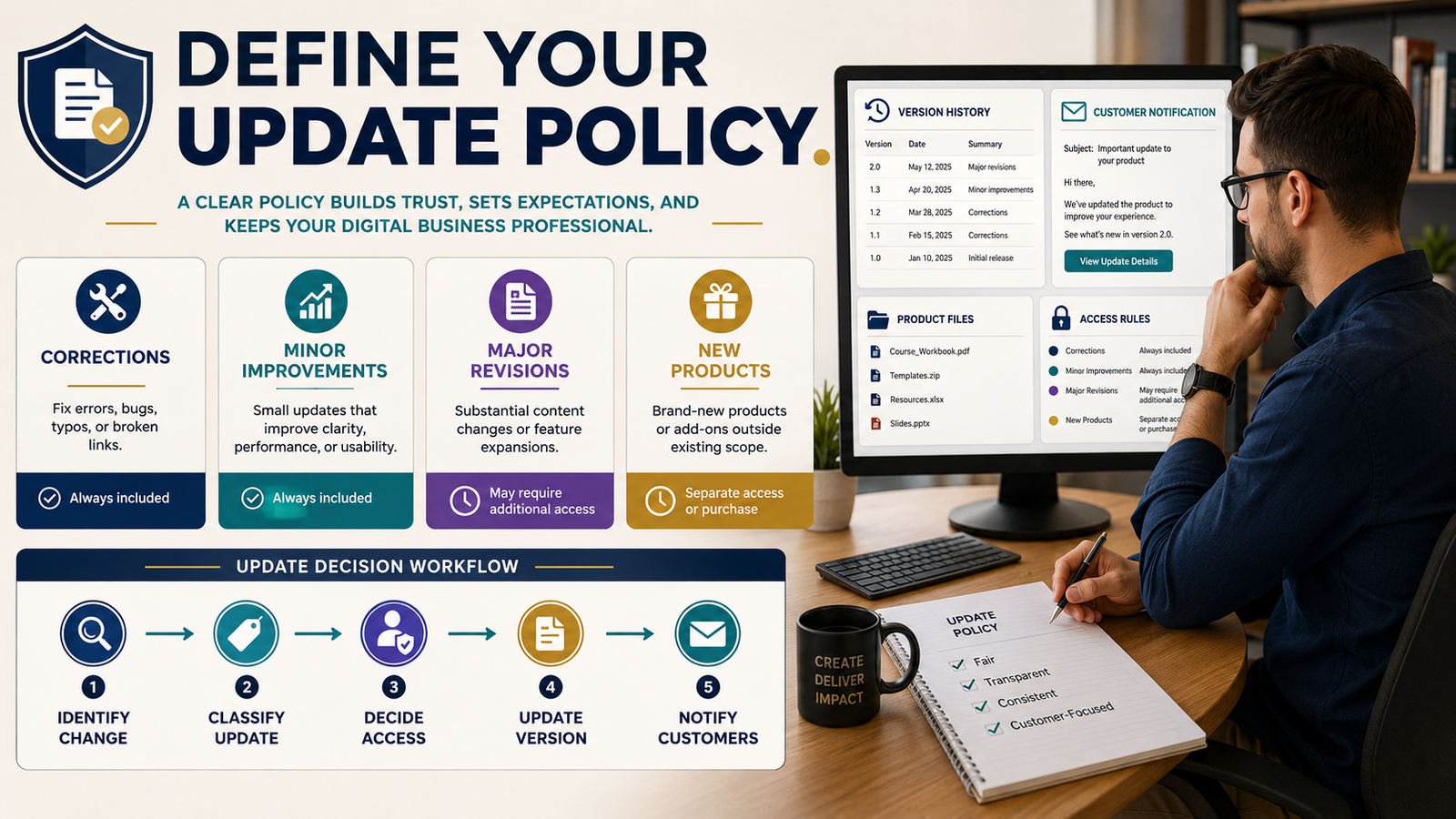 How to Create a Digital Product Update Policy So Customers Know What Future Updates Include