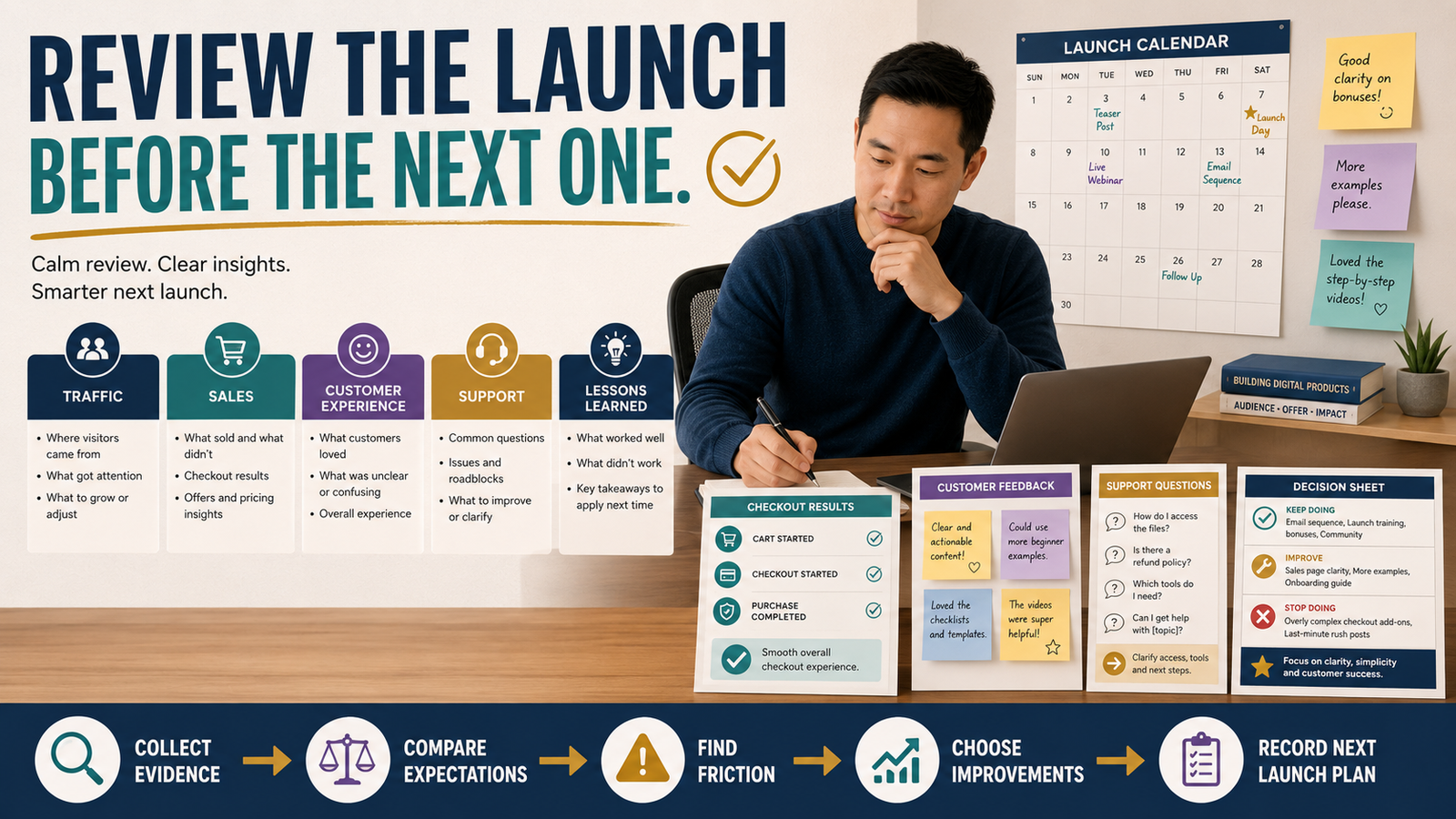 How to Create a Digital Product Post-Launch Review So You Know What to Improve Next