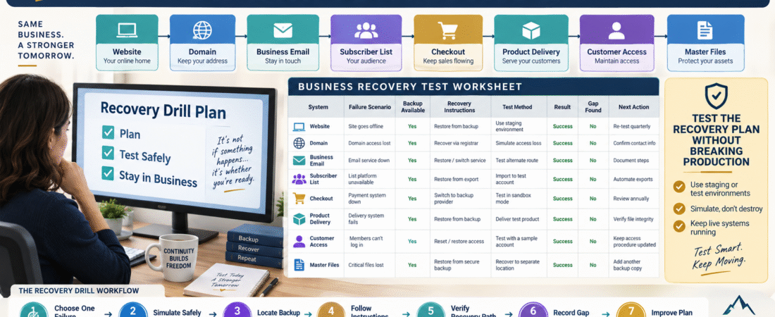 How to Run a Simple Online Business Recovery Drill Without Breaking Your Live Systems