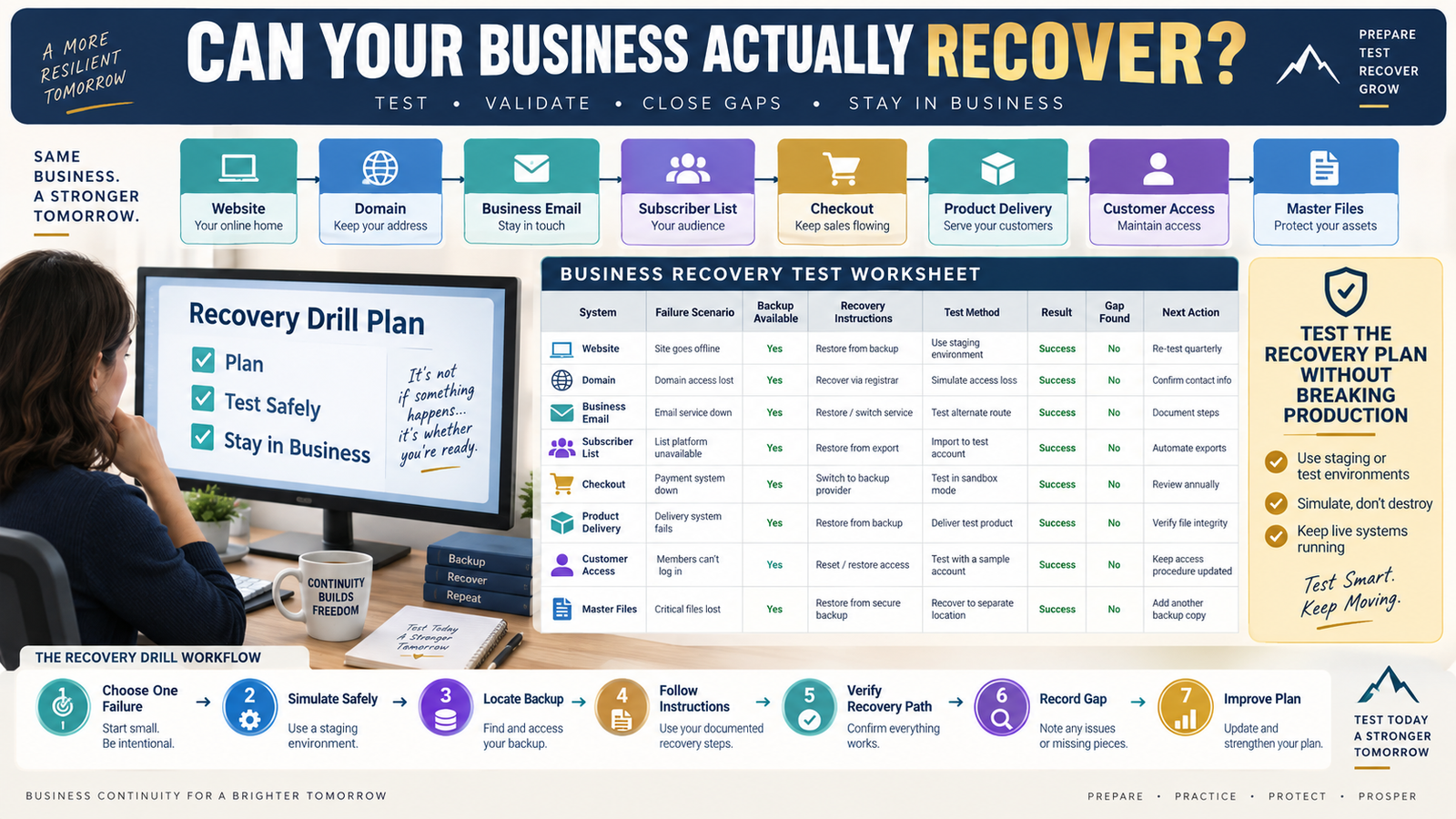 How to Run a Simple Online Business Recovery Drill Without Breaking Your Live Systems