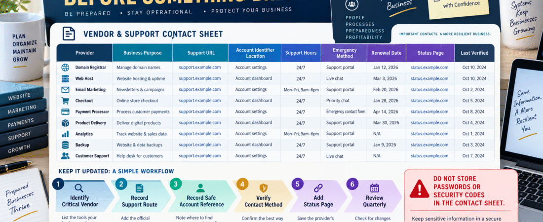 How to Create an Online Business Vendor Contact List Before You Need Emergency Support
