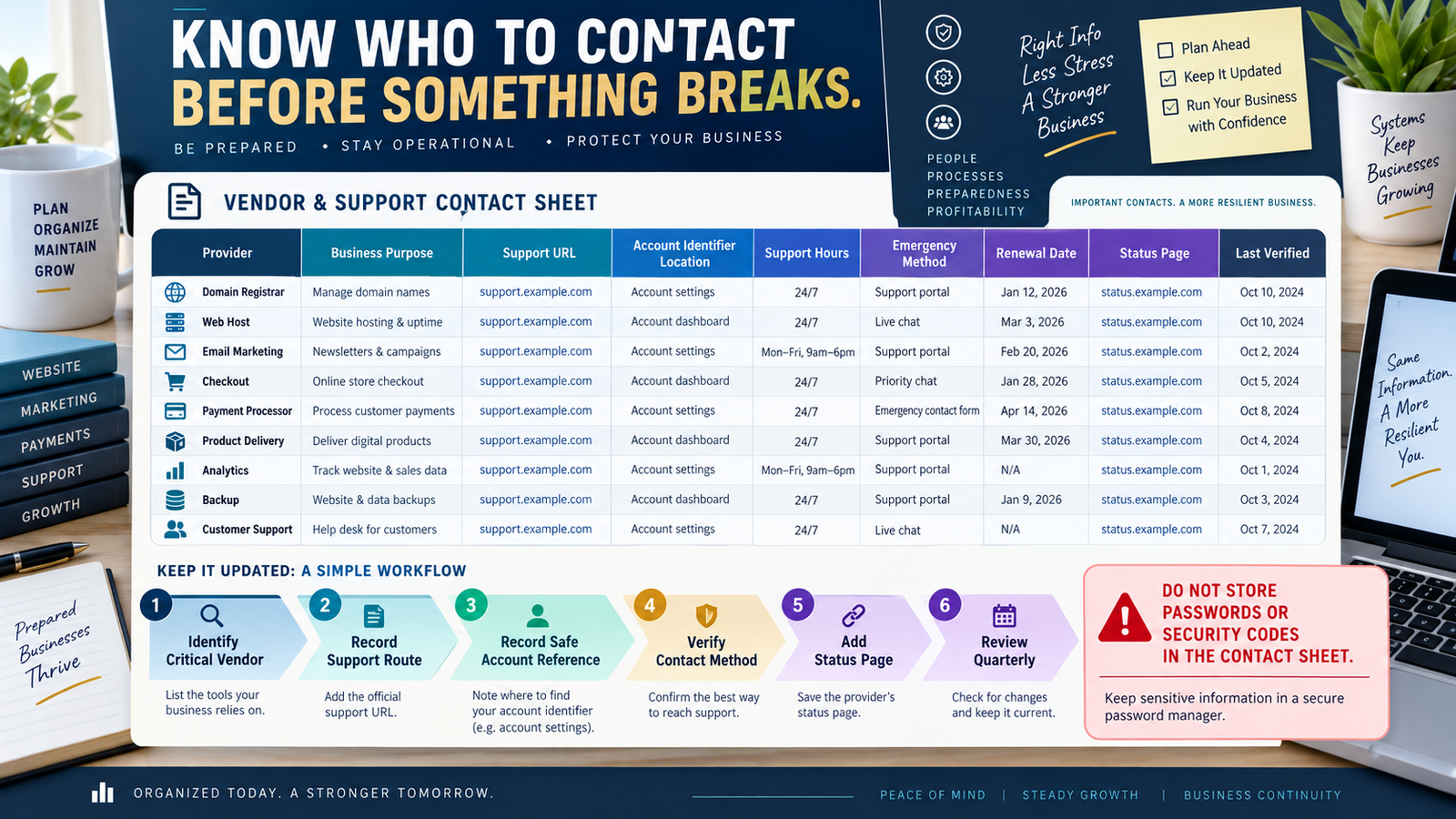 How to Create an Online Business Vendor Contact List Before You Need Emergency Support