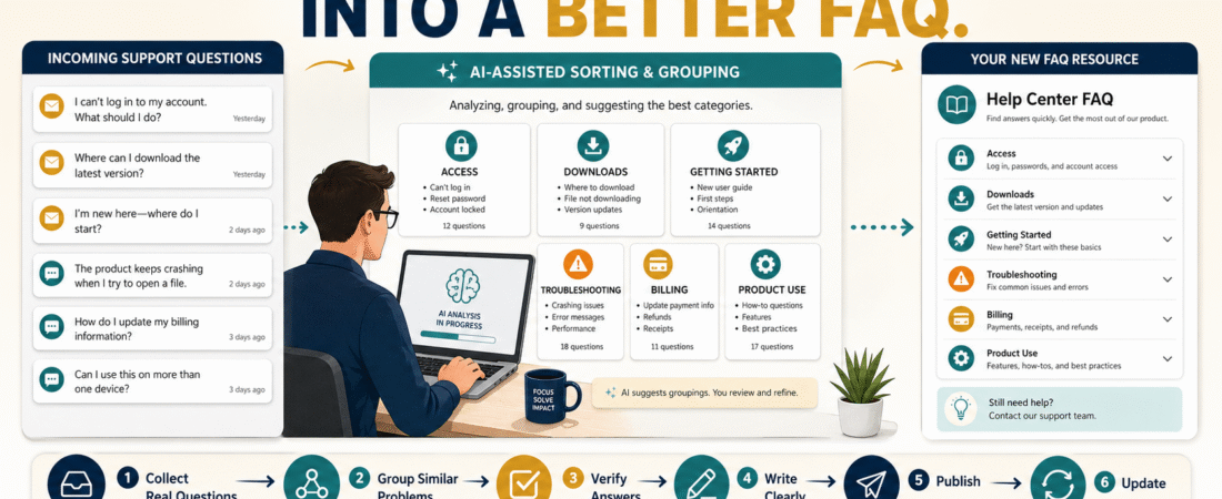 How to Turn Real Customer Support Questions Into a Useful Digital Product FAQ With AI